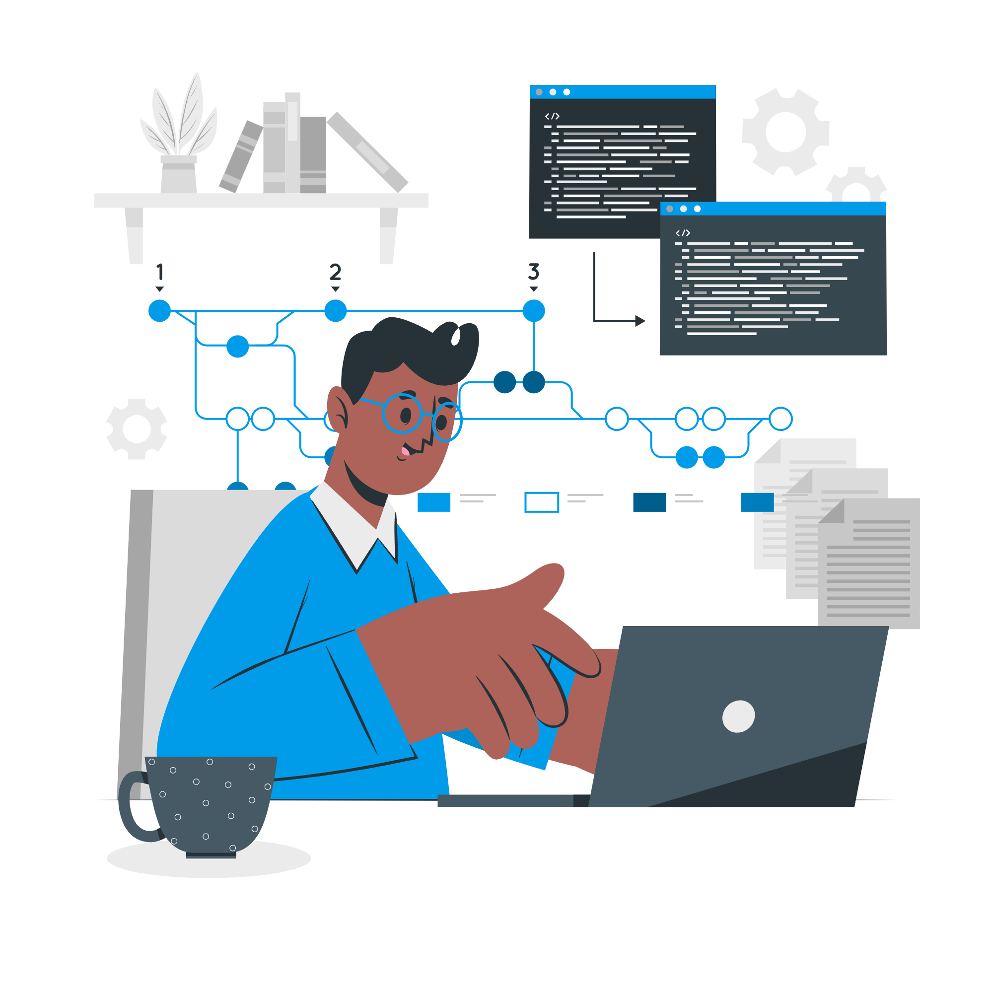 Designer trabalhando em layout de site com ferramentas digitais